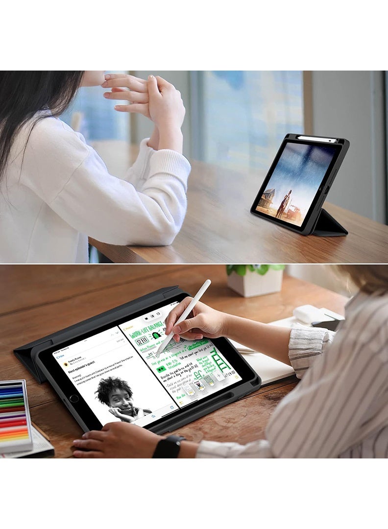 Theodor Hybrid Slim Case for iPad 9/8/7th Generation Case 10.2 Inch with Pencil Holder, Shockproof Trifold Stand Protective Cover with Soft TPU Clear Back for iPad Case 10.2, Auto Sleep/Wake Black - Image 5